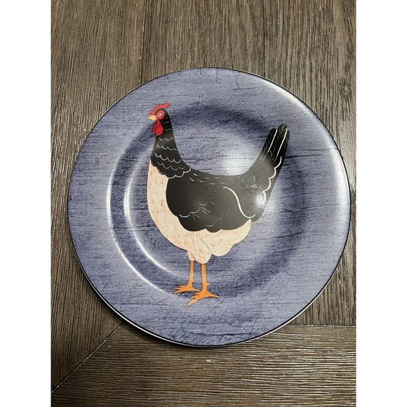 Warren Kimble Brandon House Country Quartet Blue Rooster Primitive 8" Plate - Picture 1 of 2
